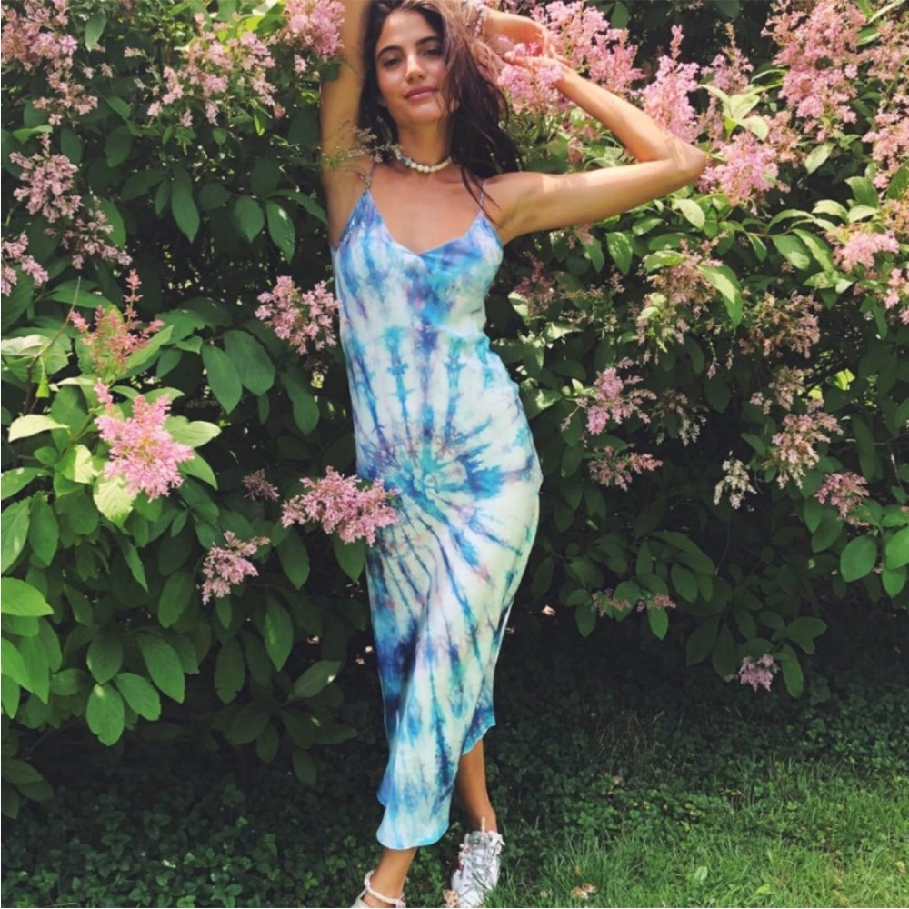 DANNIJO Tie Dye Silk Midi Dress